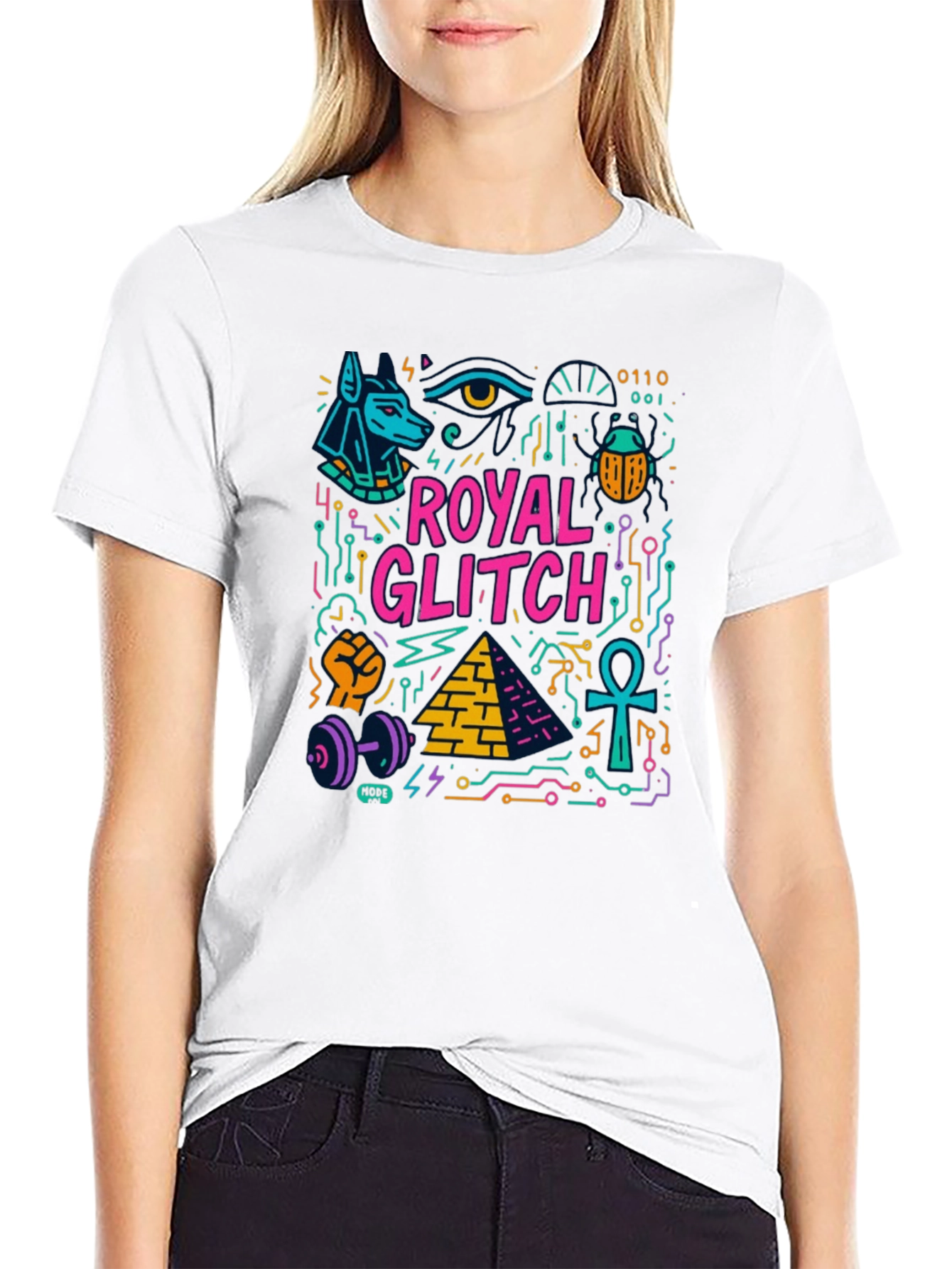 Royal Glitch Graphic Print T-Shirt - Modern Egypt