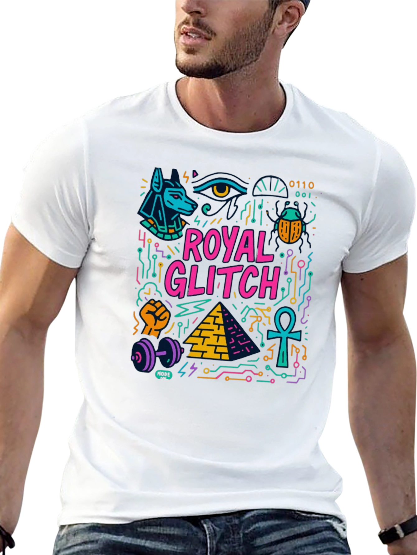 Royal Glitch Graphic Print T-Shirt - Modern Egypt