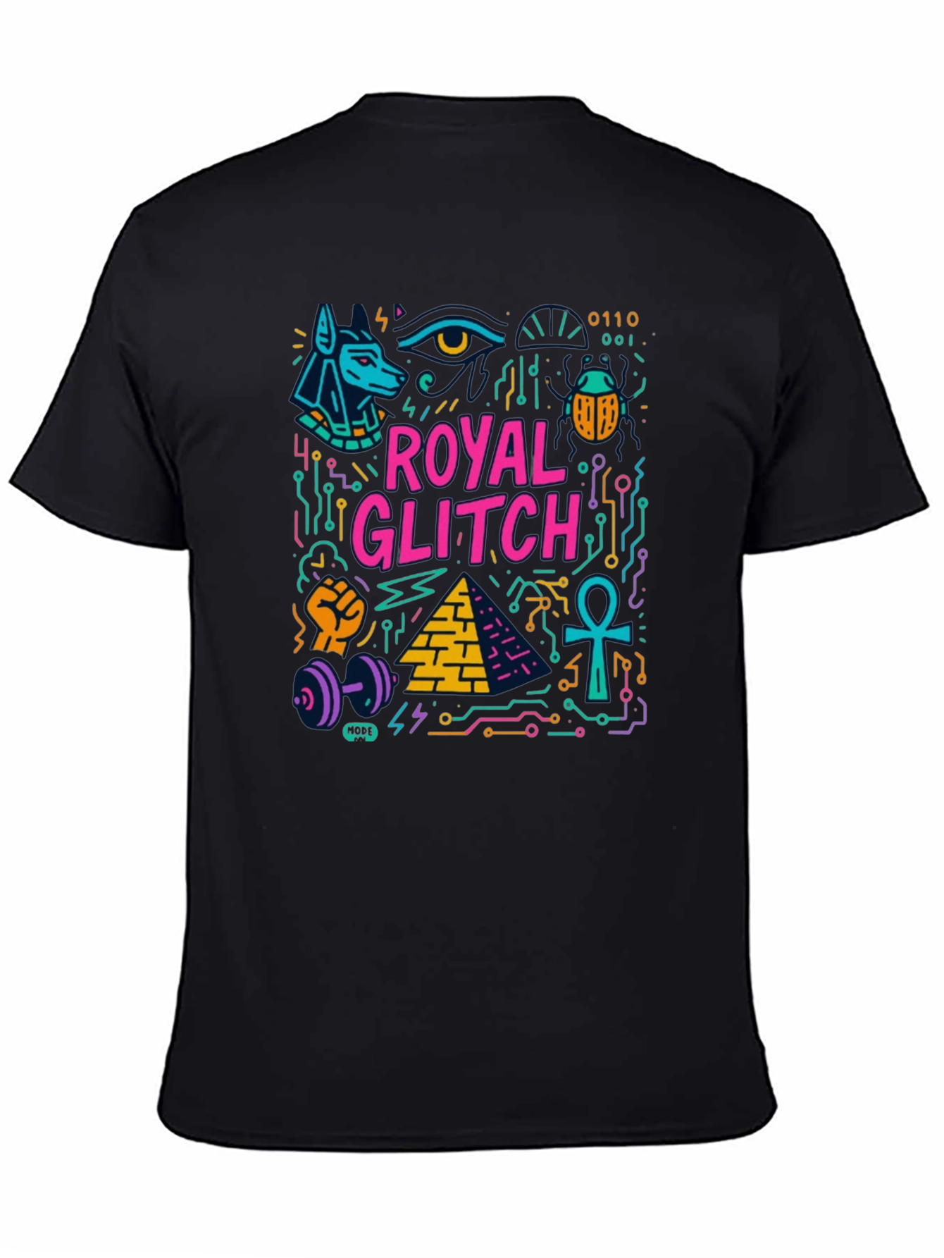Royal Glitch Graphic Print T-Shirt - Modern Egypt