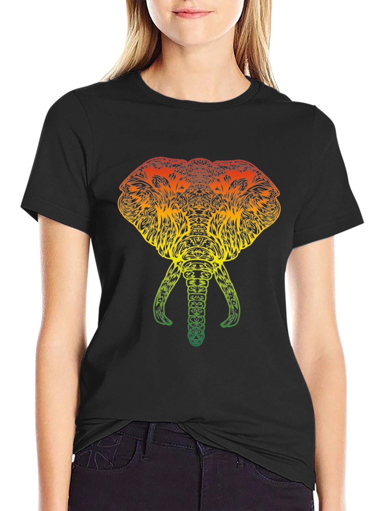 Rasta Elephant Graphic Tee - Black