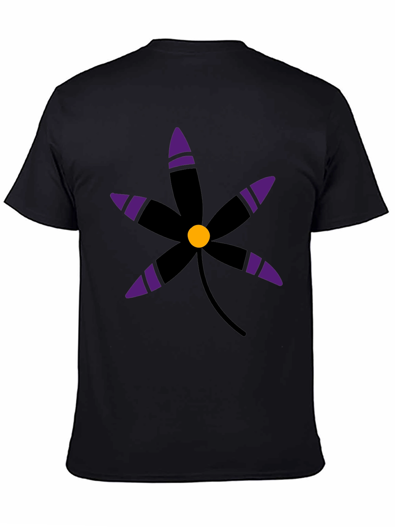 Black T-Shirt with Graphic Flower Print
