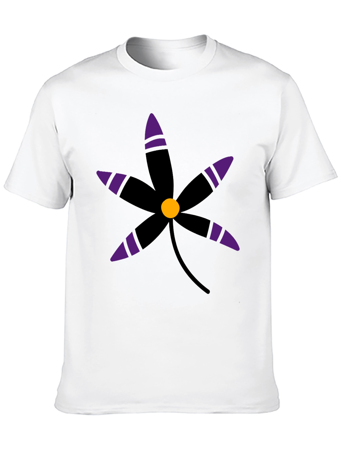 Black T-Shirt with Graphic Flower Print