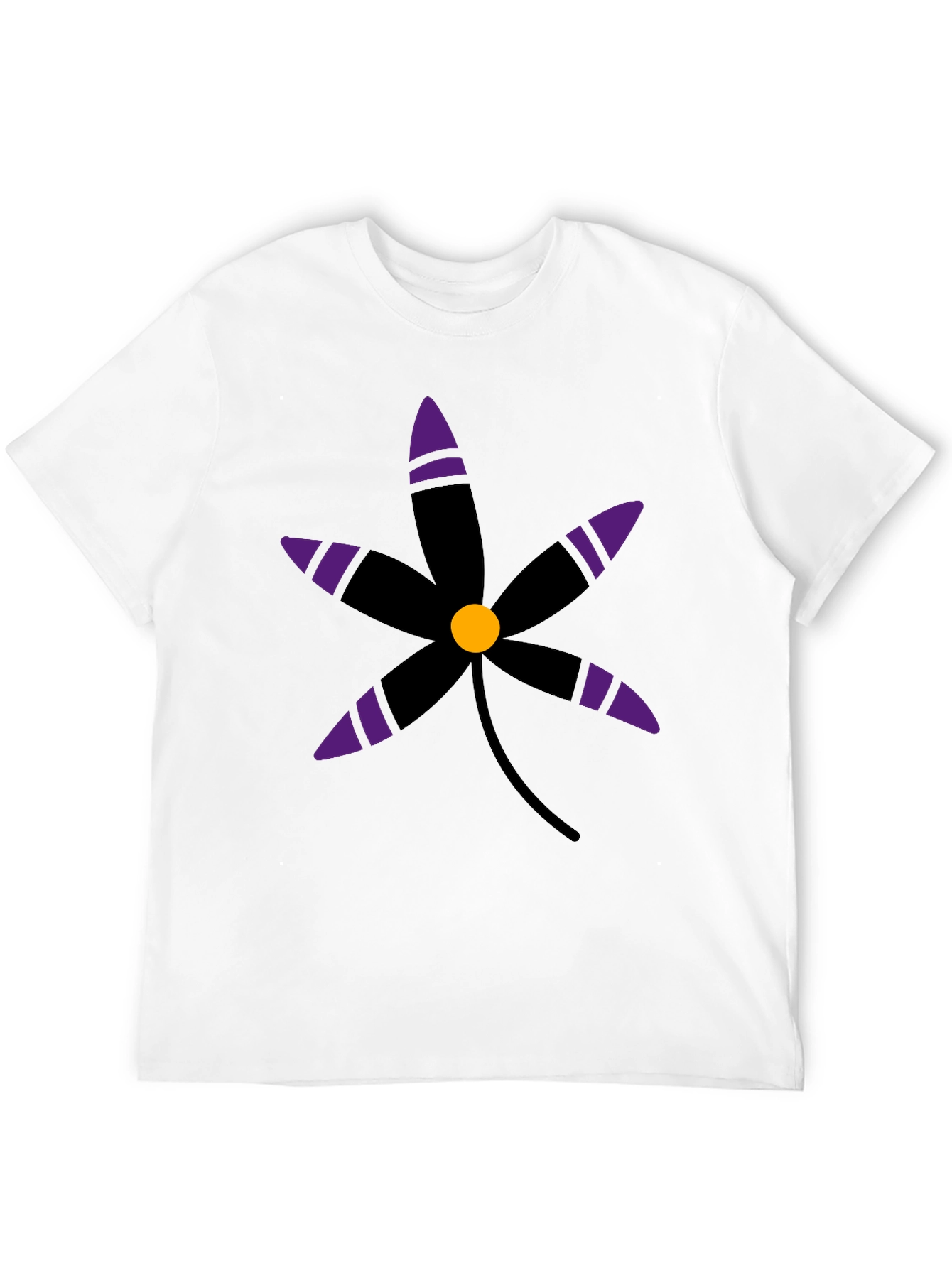Black T-Shirt with Graphic Flower Print