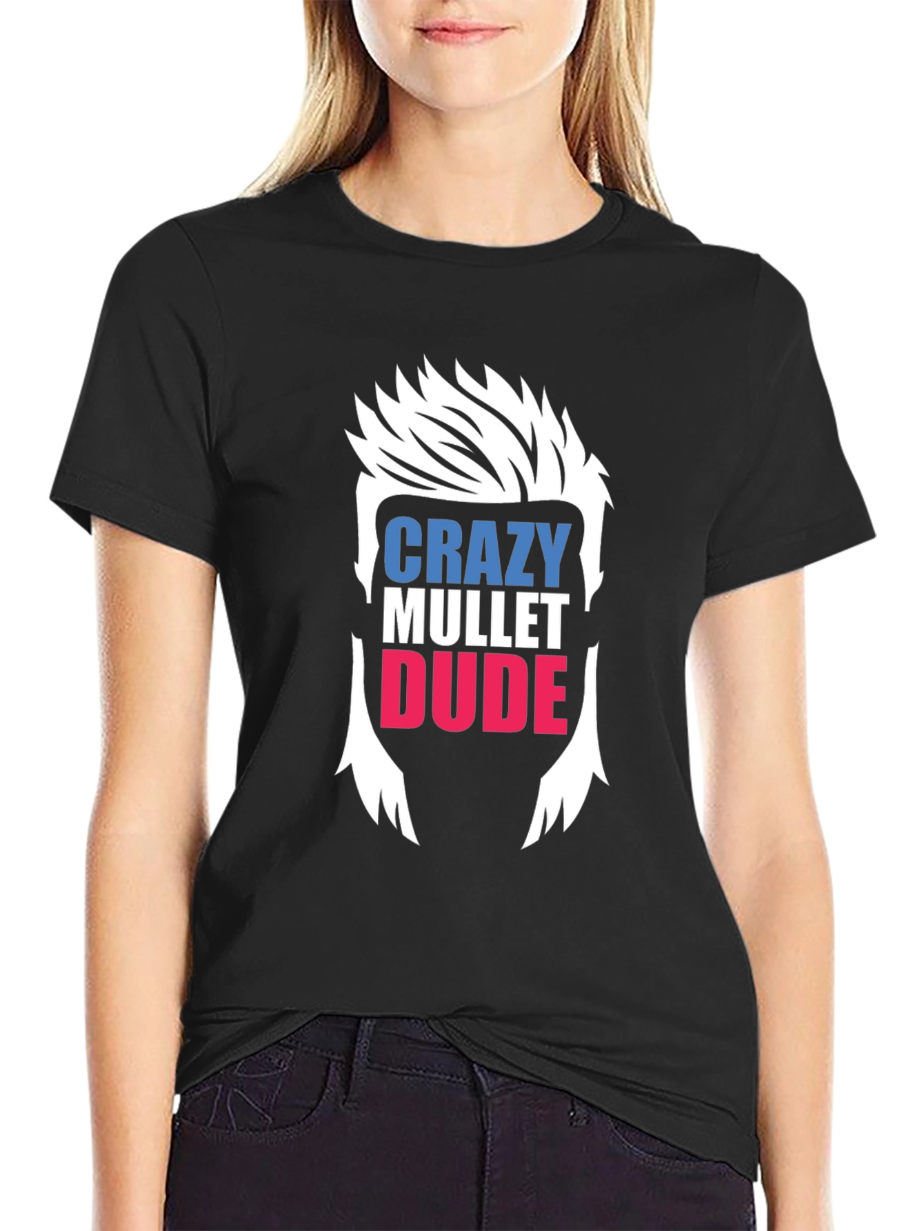Crazy Mullet Dude Graphic T-Shirt
