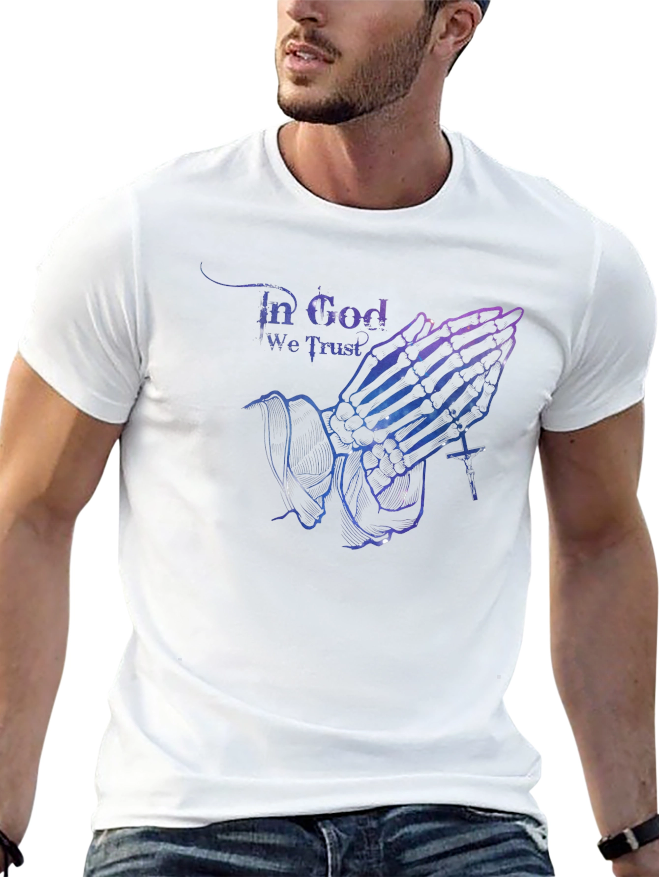 In God We Trust Skeleton Hands Black T-Shirt