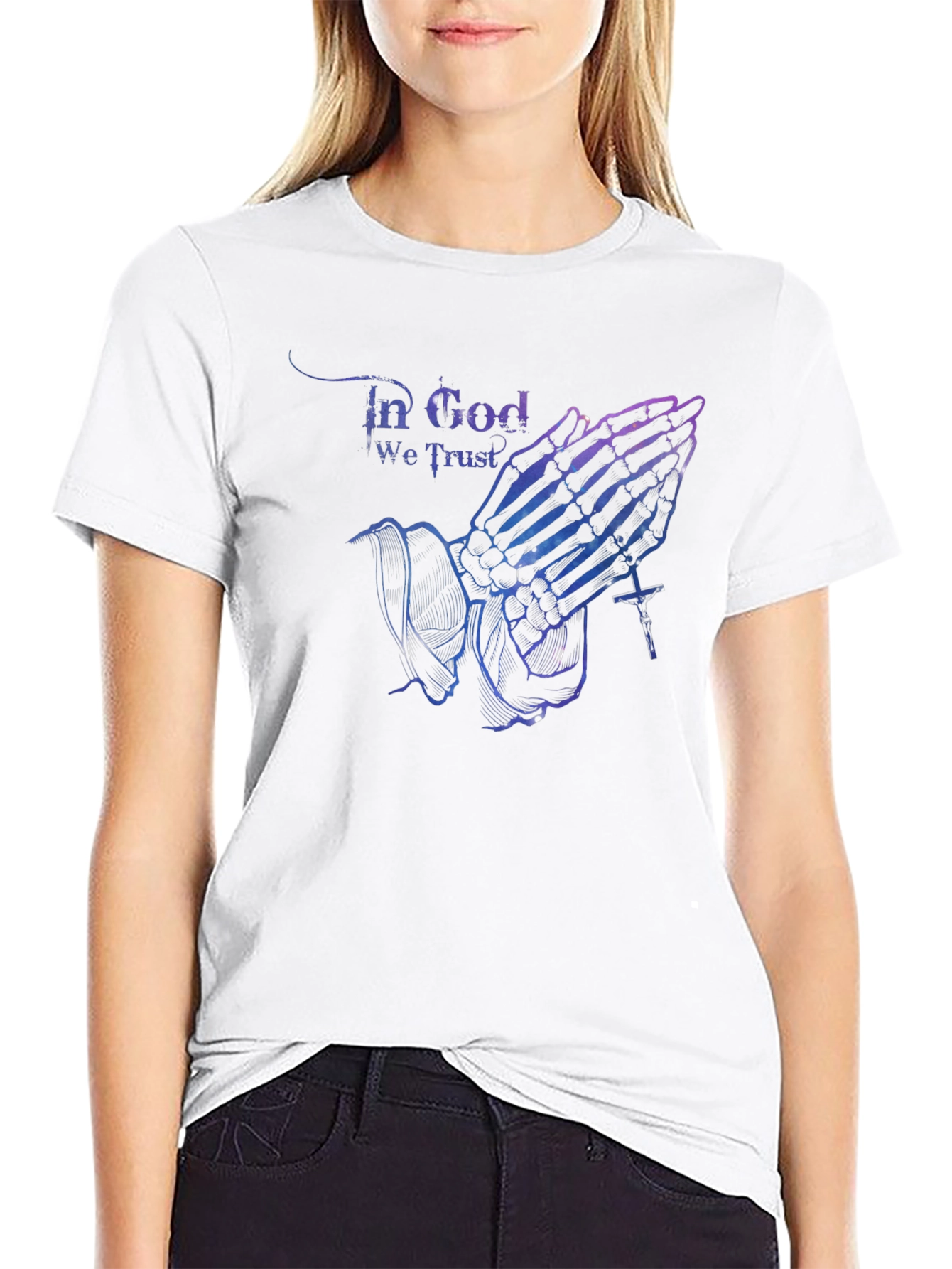 In God We Trust Skeleton Hands Black T-Shirt