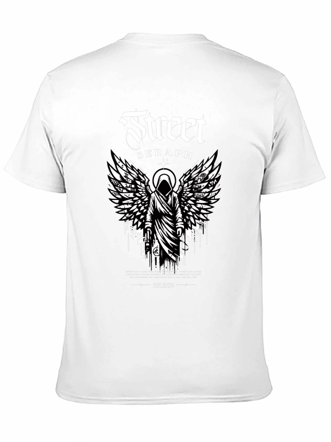 Street Seraph Black T-Shirt - Urban Angel Design