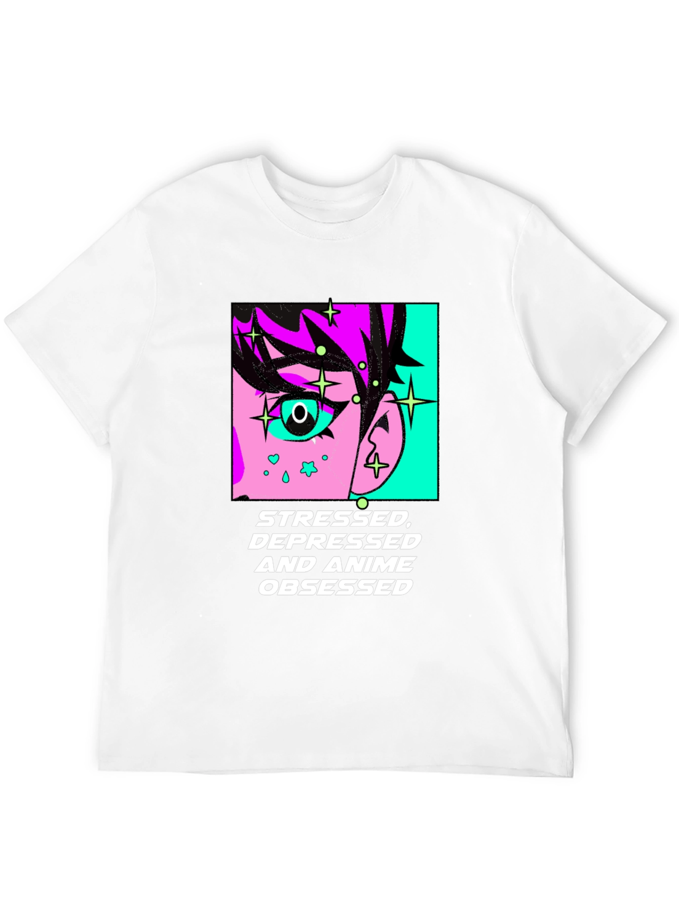 Stressed Depressed Anime Obsessed Black T-Shirt