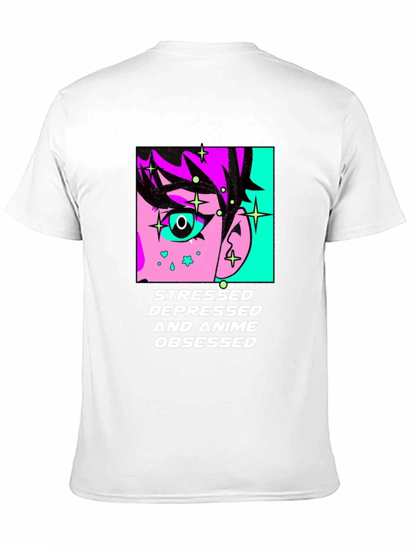 Stressed Depressed Anime Obsessed Black T-Shirt