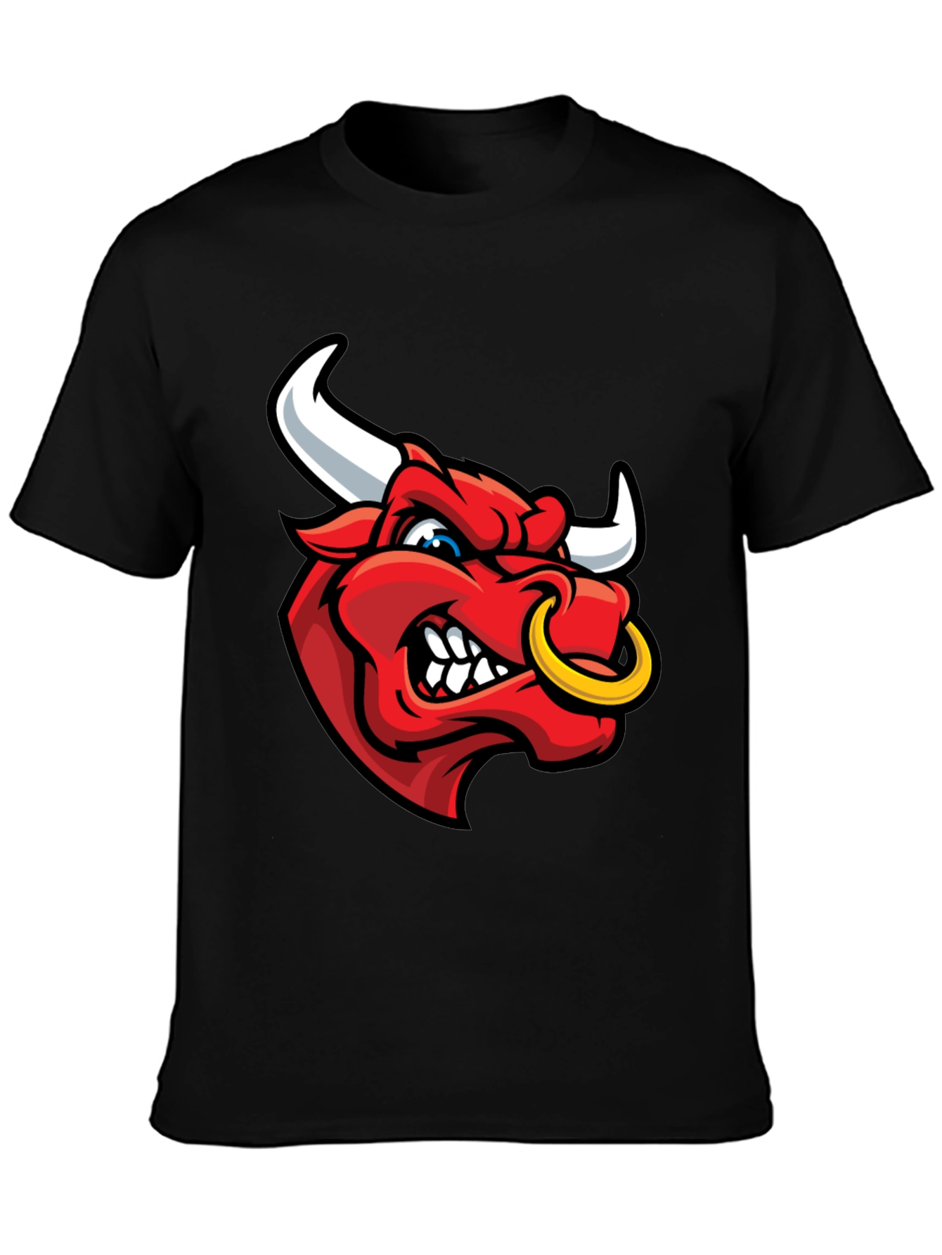 Mens Black T-Shirt with Red Bull Graphic