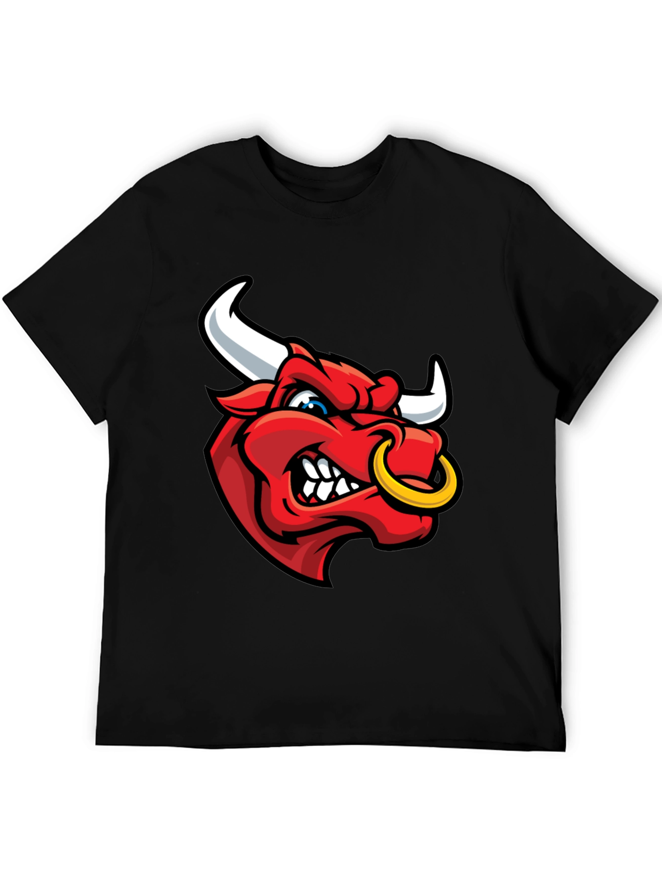 Mens Black T-Shirt with Red Bull Graphic
