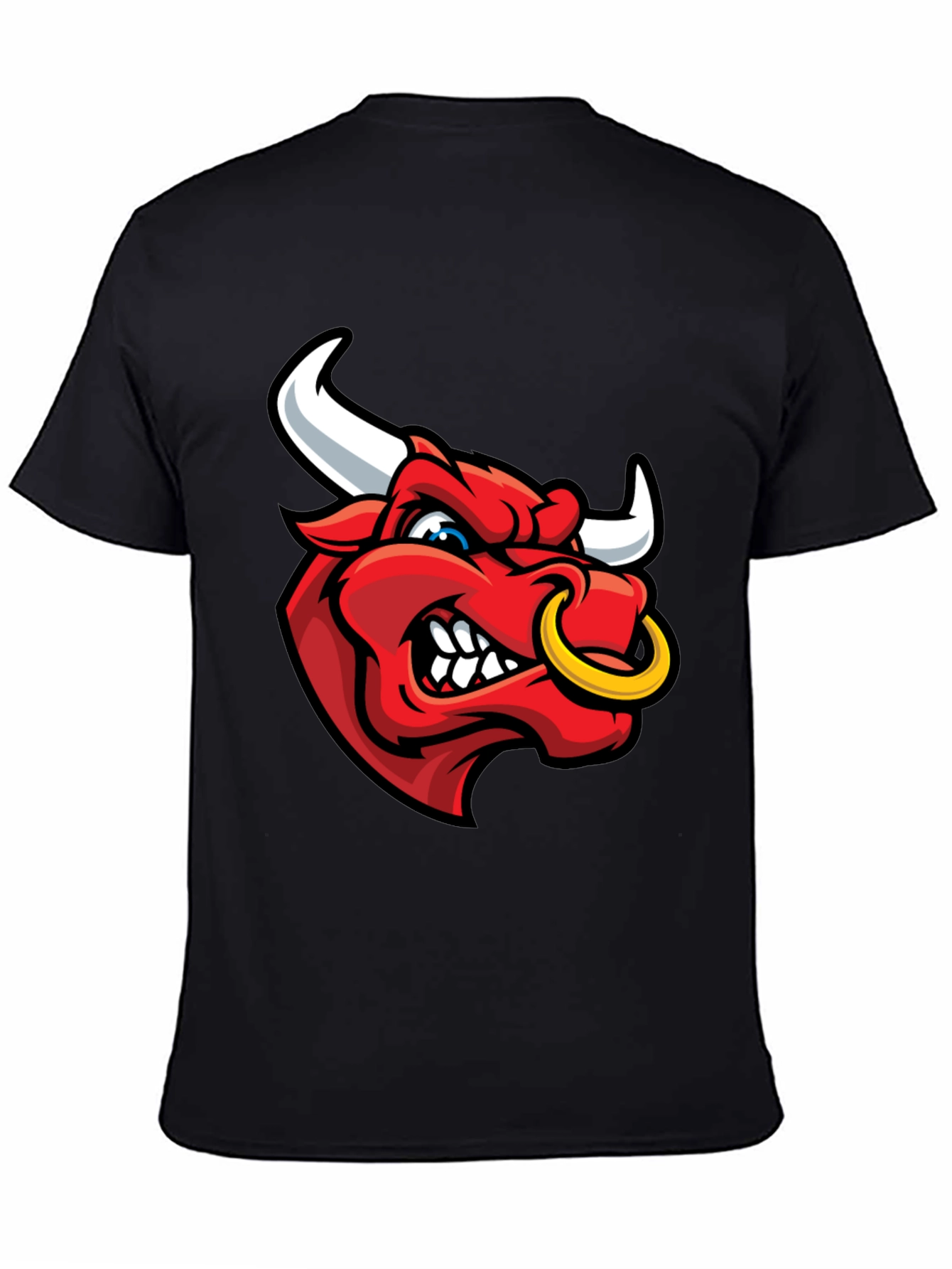 Mens Black T-Shirt with Red Bull Graphic