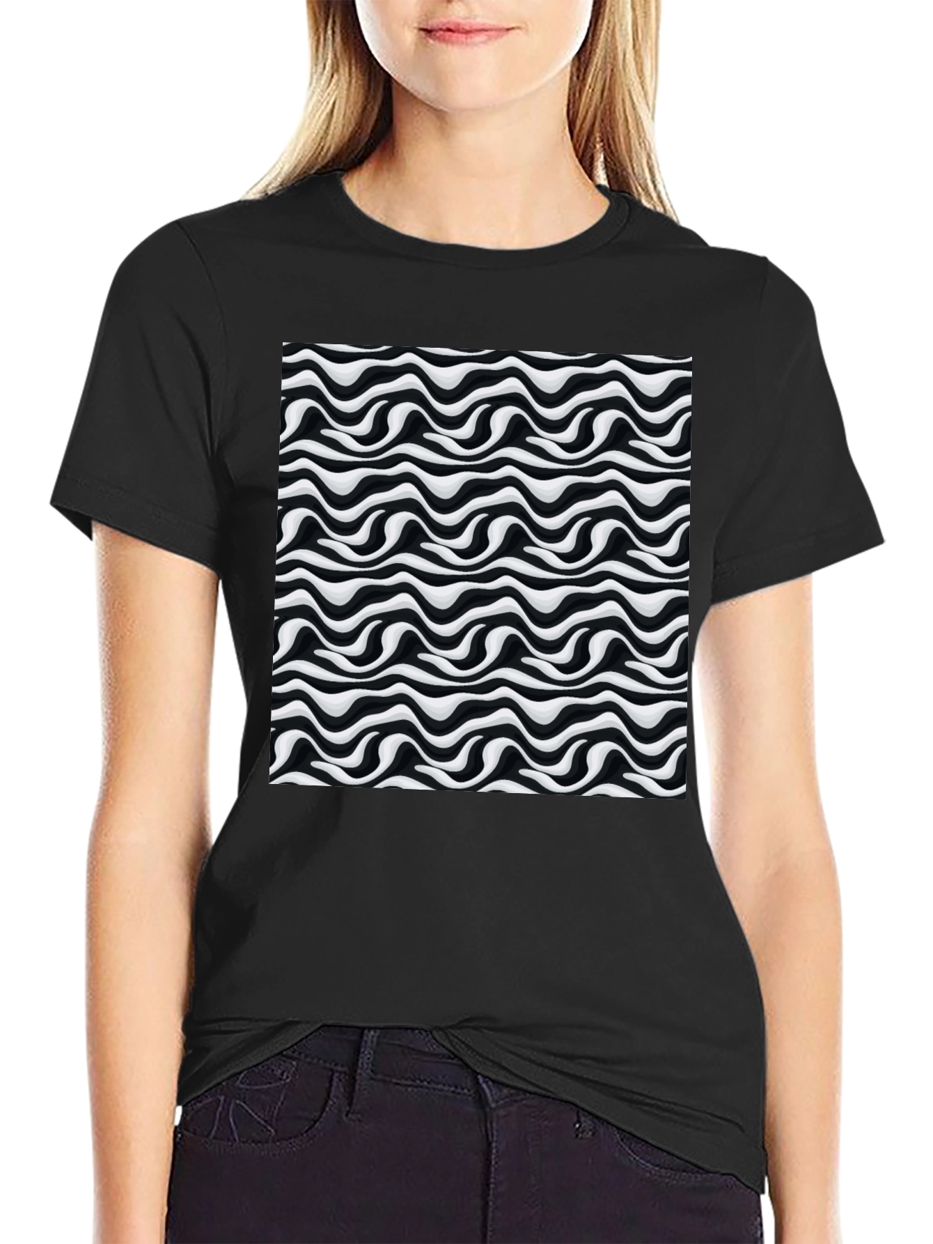 Abstract Wave Black T-Shirt