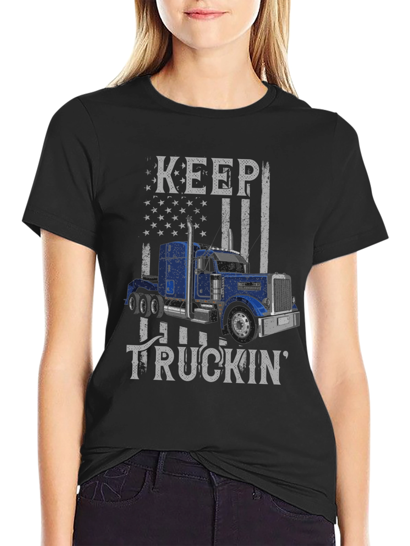 Keep Truckin Graphic Tee - USA Flag