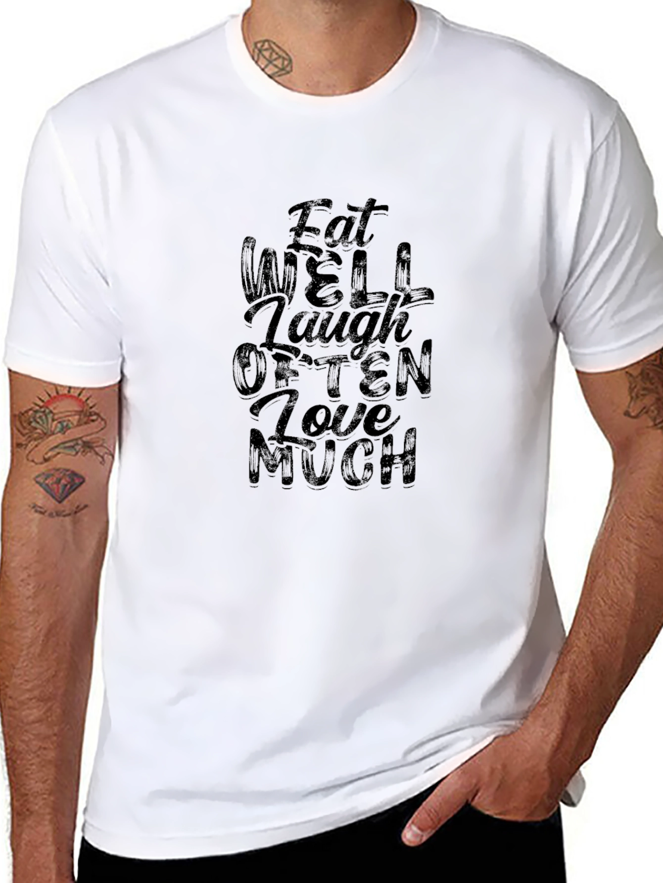 Eat Well Laugh Often Love Much Black T-Shirt