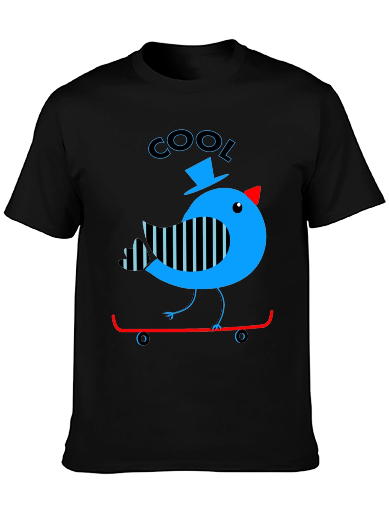 Cool Bird on Skateboard Graphic Tee