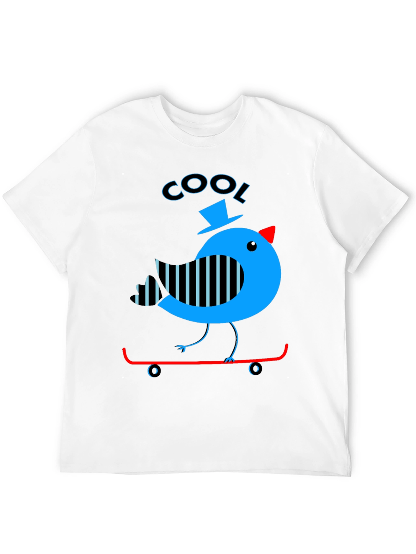 Cool Bird on Skateboard Graphic Tee