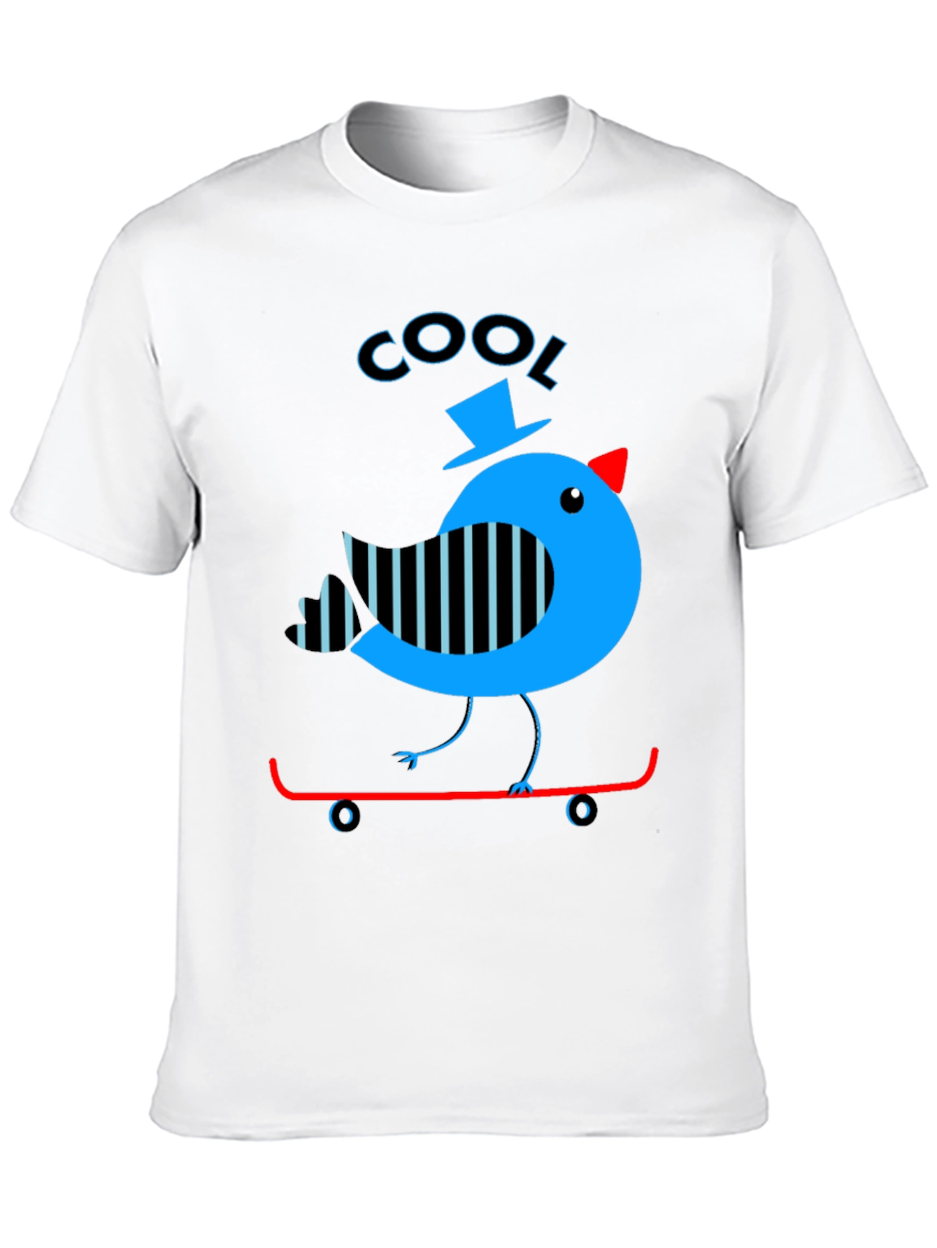Cool Bird on Skateboard Graphic Tee