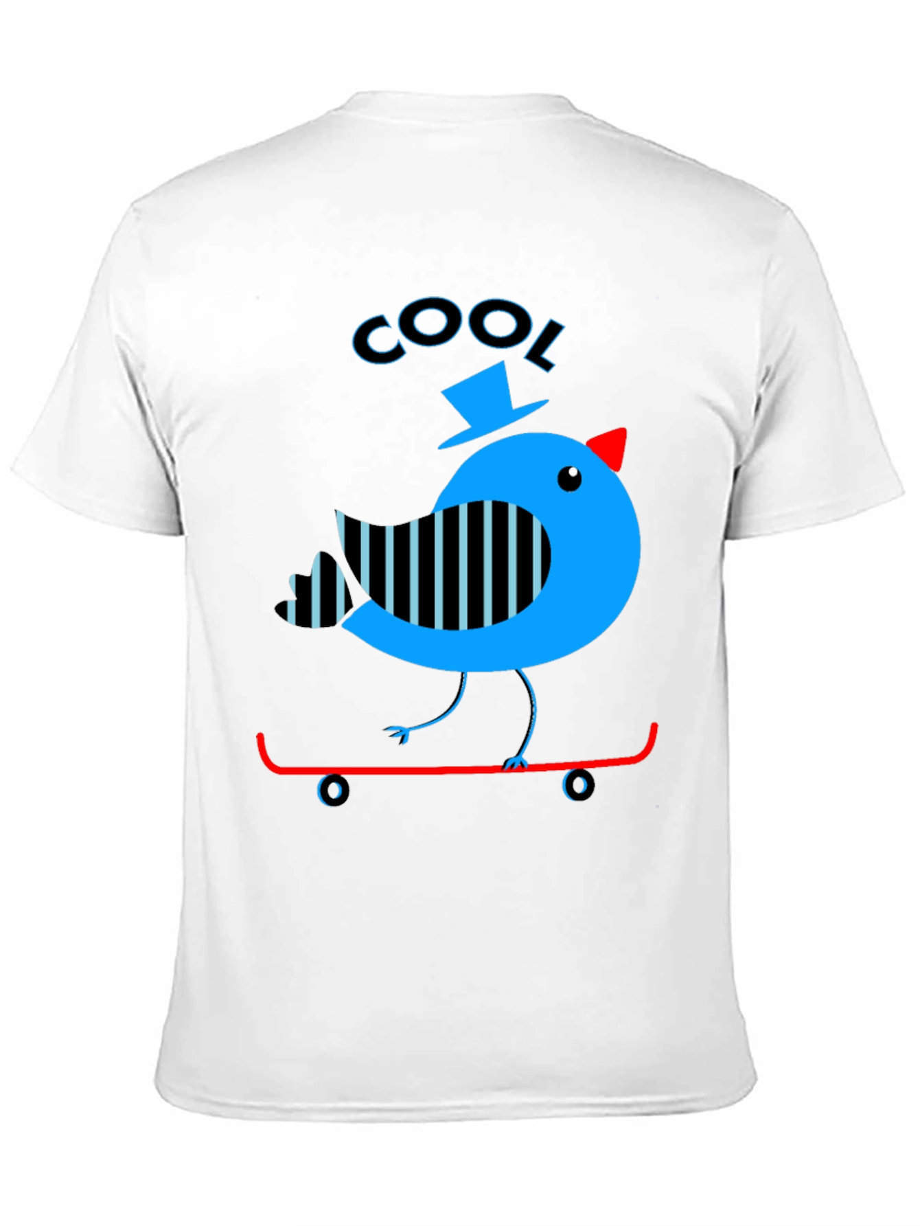 Cool Bird on Skateboard Graphic Tee