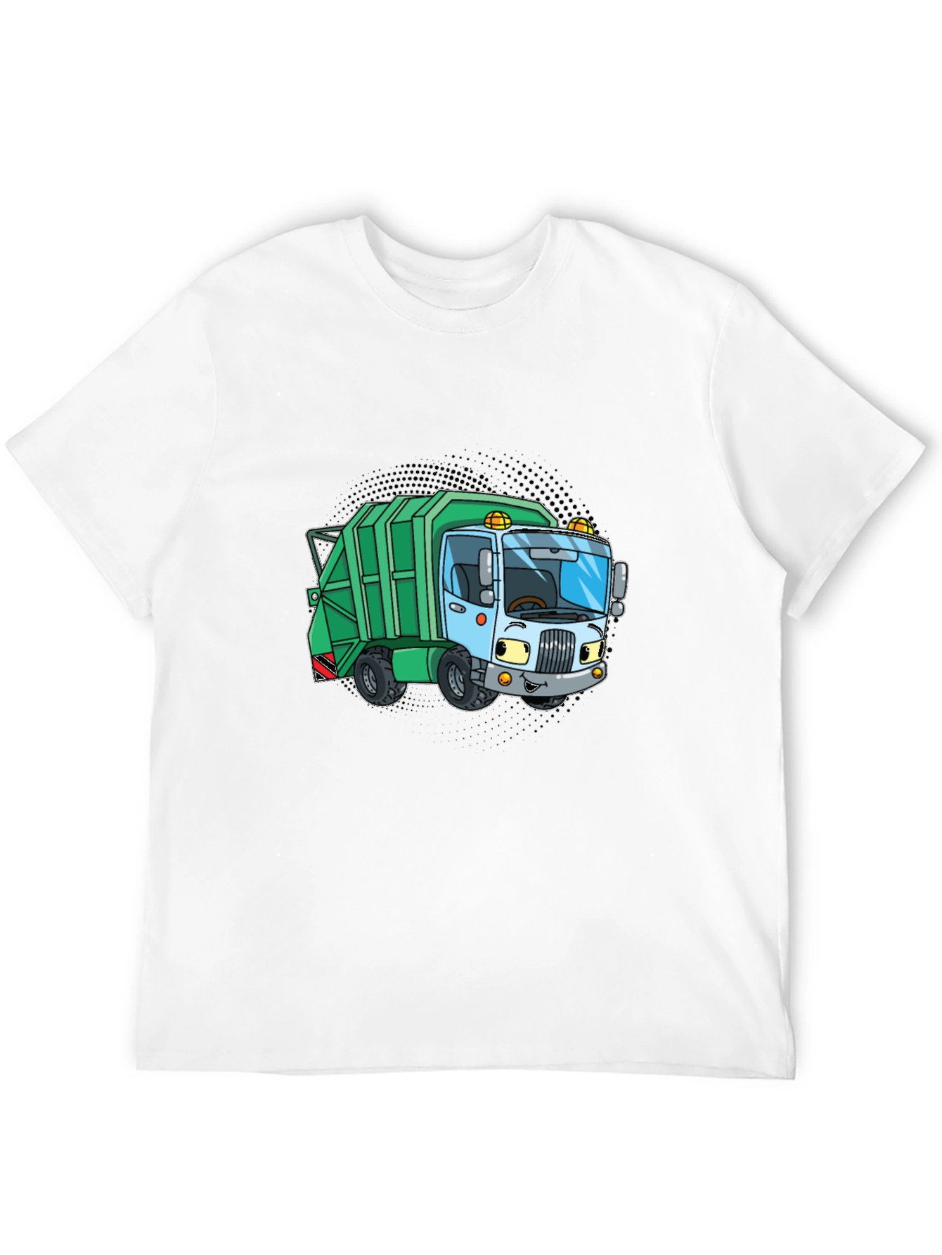 Cartoon Garbage Truck Graphic Tee - Black