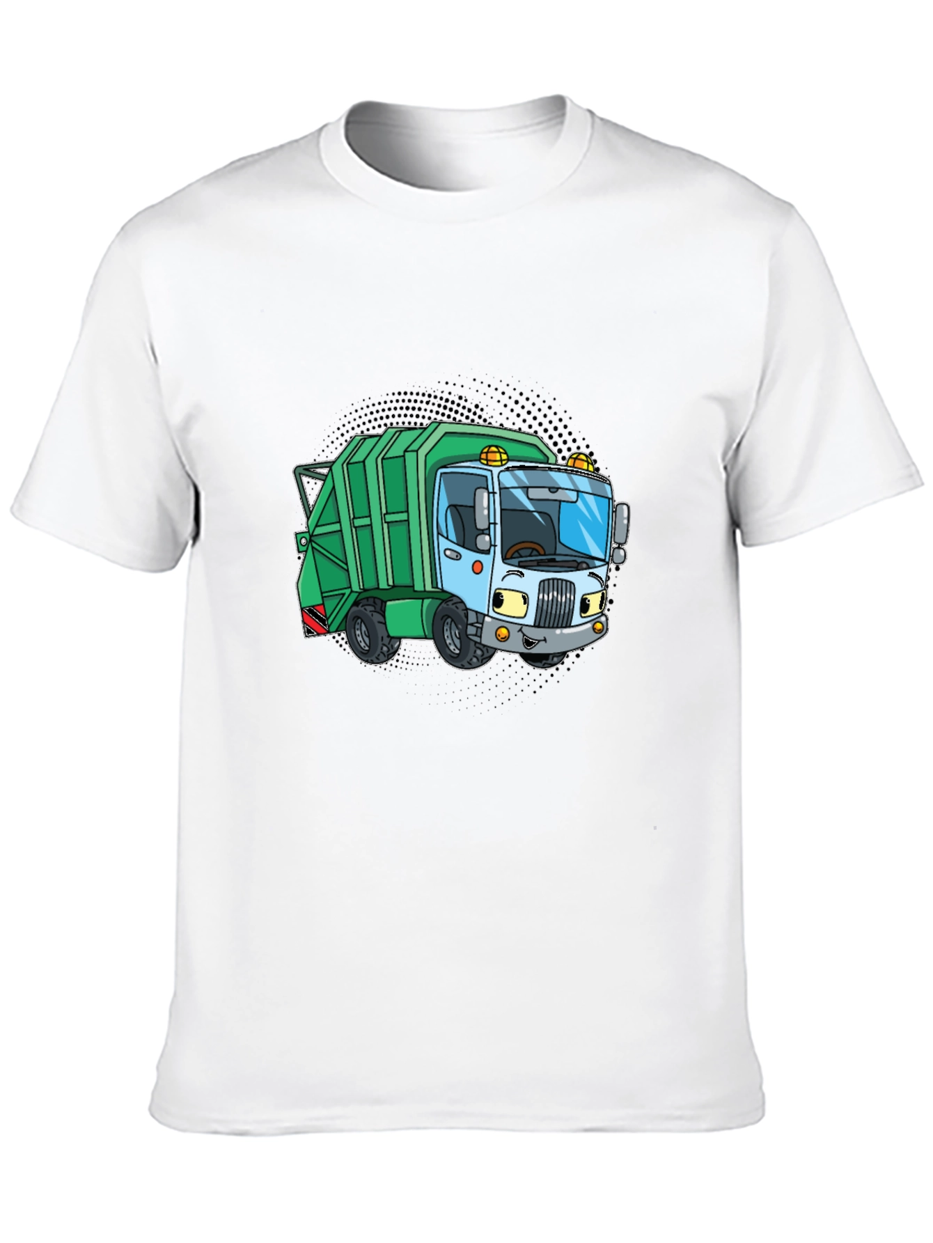 Cartoon Garbage Truck Graphic Tee - Black