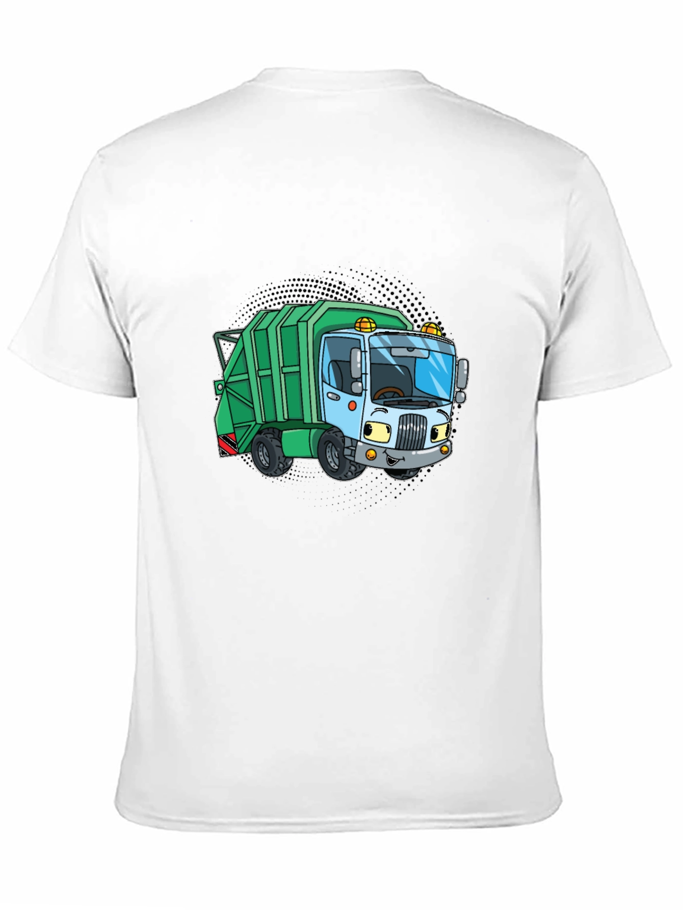 Cartoon Garbage Truck Graphic Tee - Black