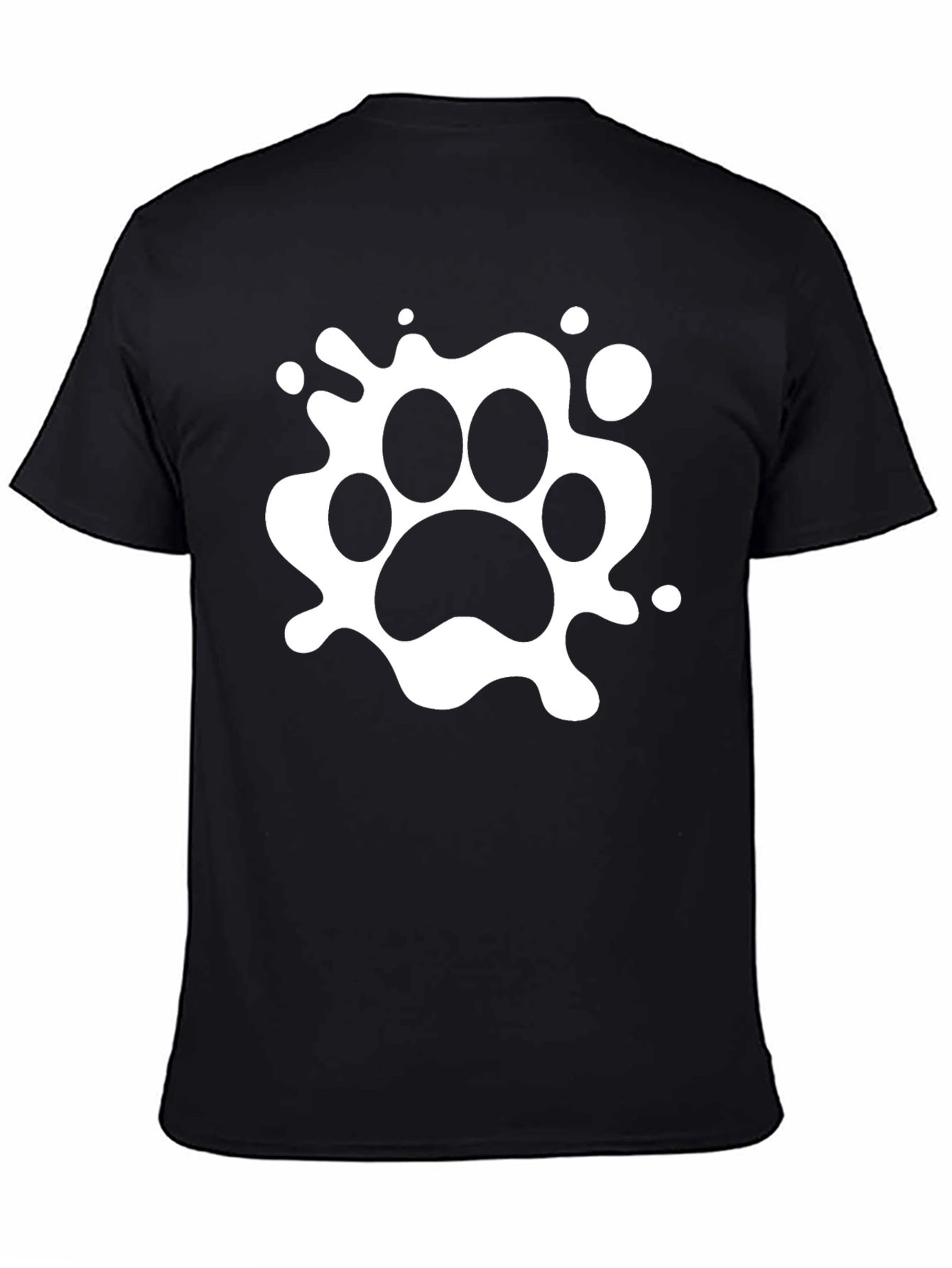Black T-Shirt with White Paw Print Design