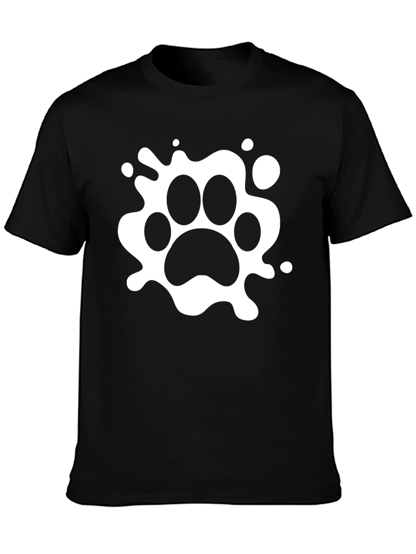 Black T-Shirt with White Paw Print Design