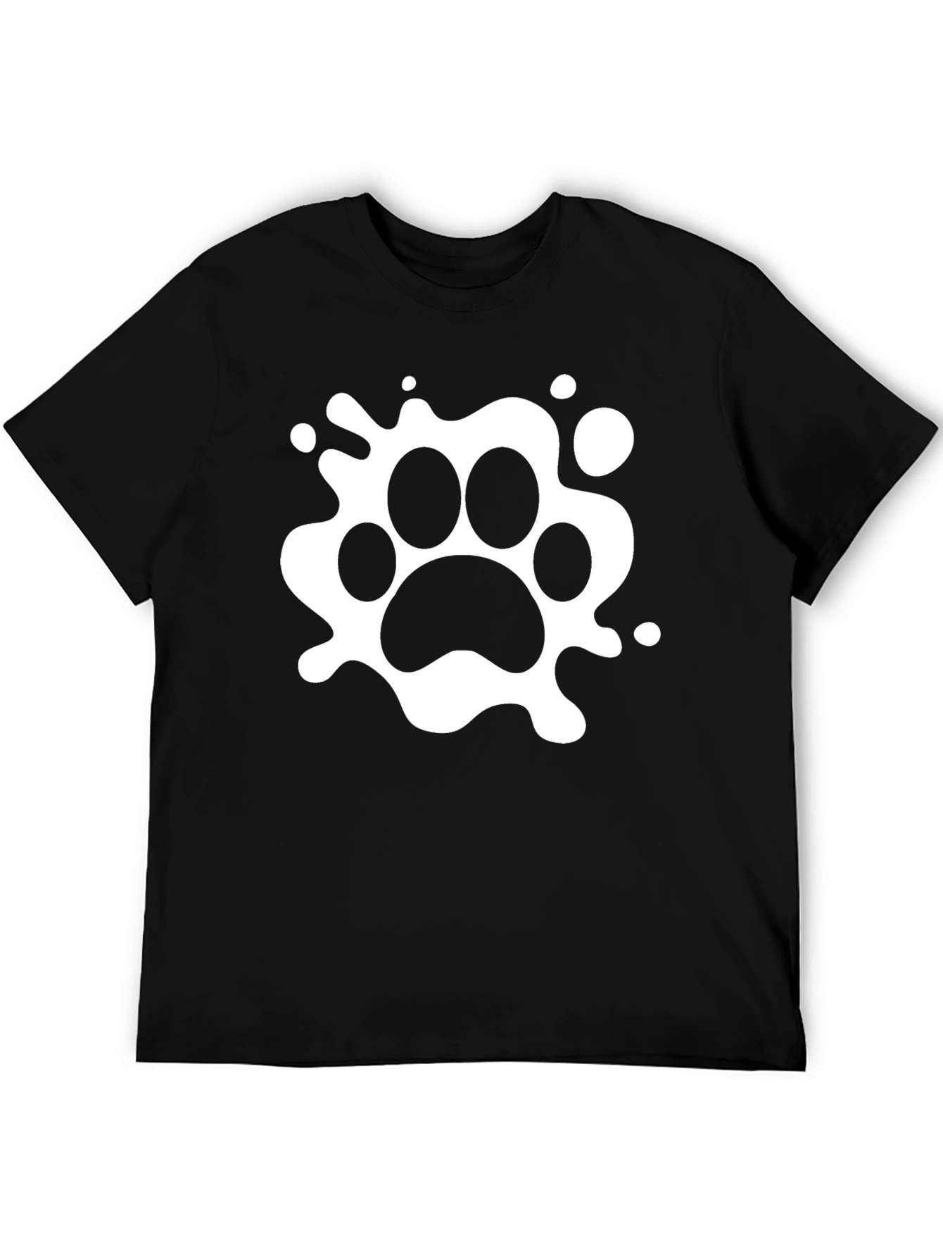 Black T-Shirt with White Paw Print Design