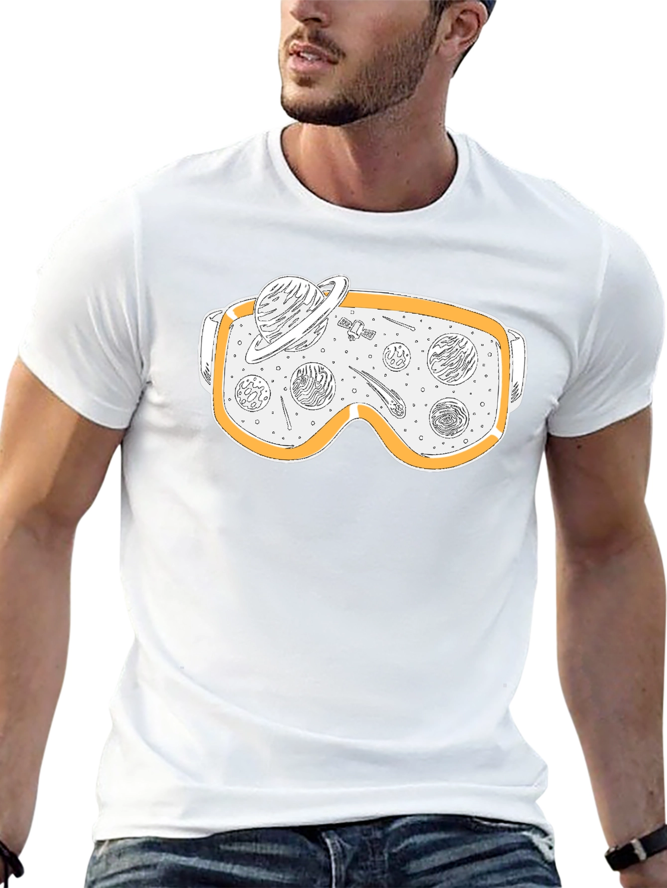 Space Goggles Graphic Tee - Black Cotton Blend