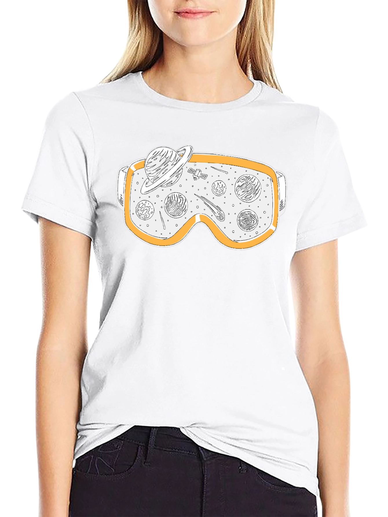 Space Goggles Graphic Tee - Black Cotton Blend