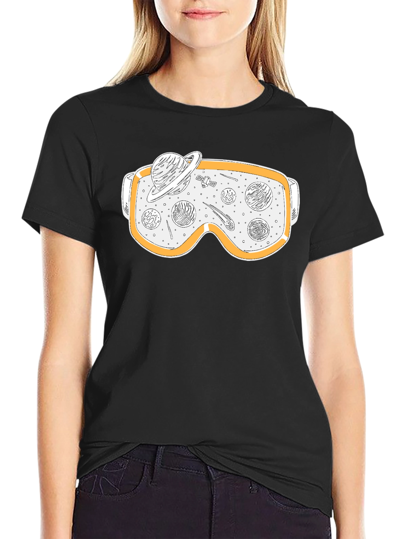 Space Goggles Graphic Tee - Black Cotton Blend