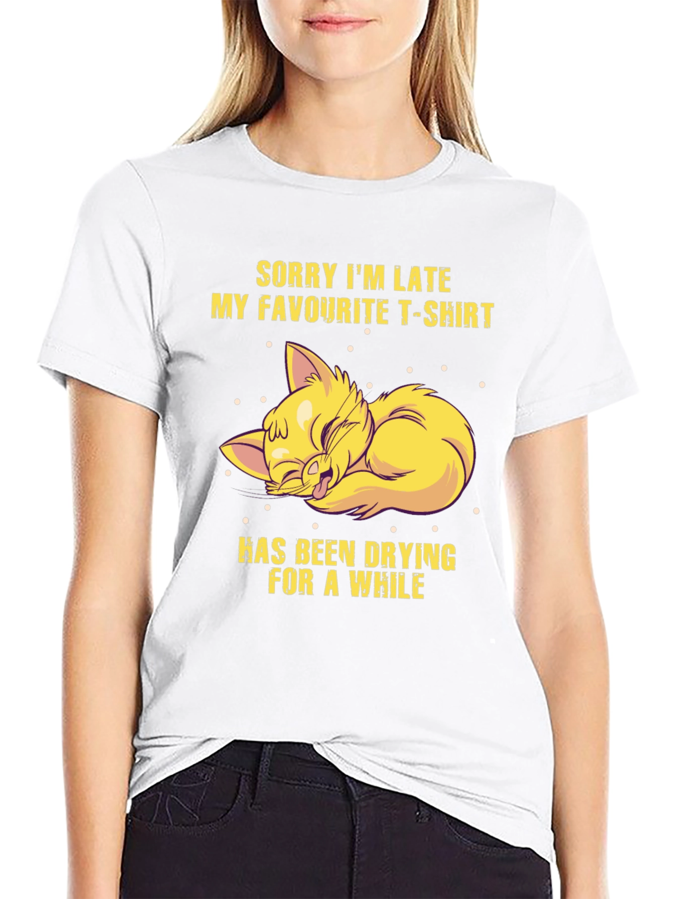 Funny Cat T-Shirt - Sorry Im Late