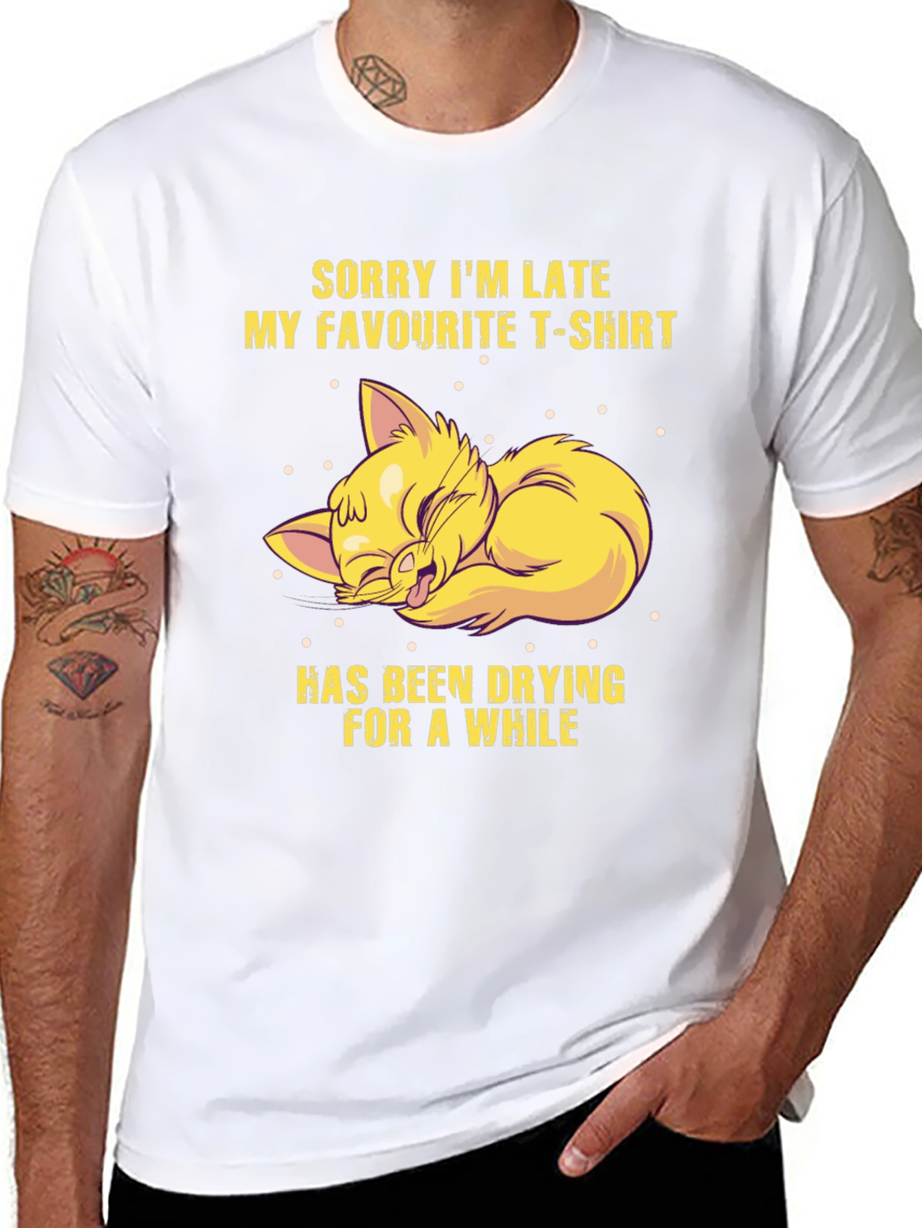 Funny Cat T-Shirt - Sorry Im Late