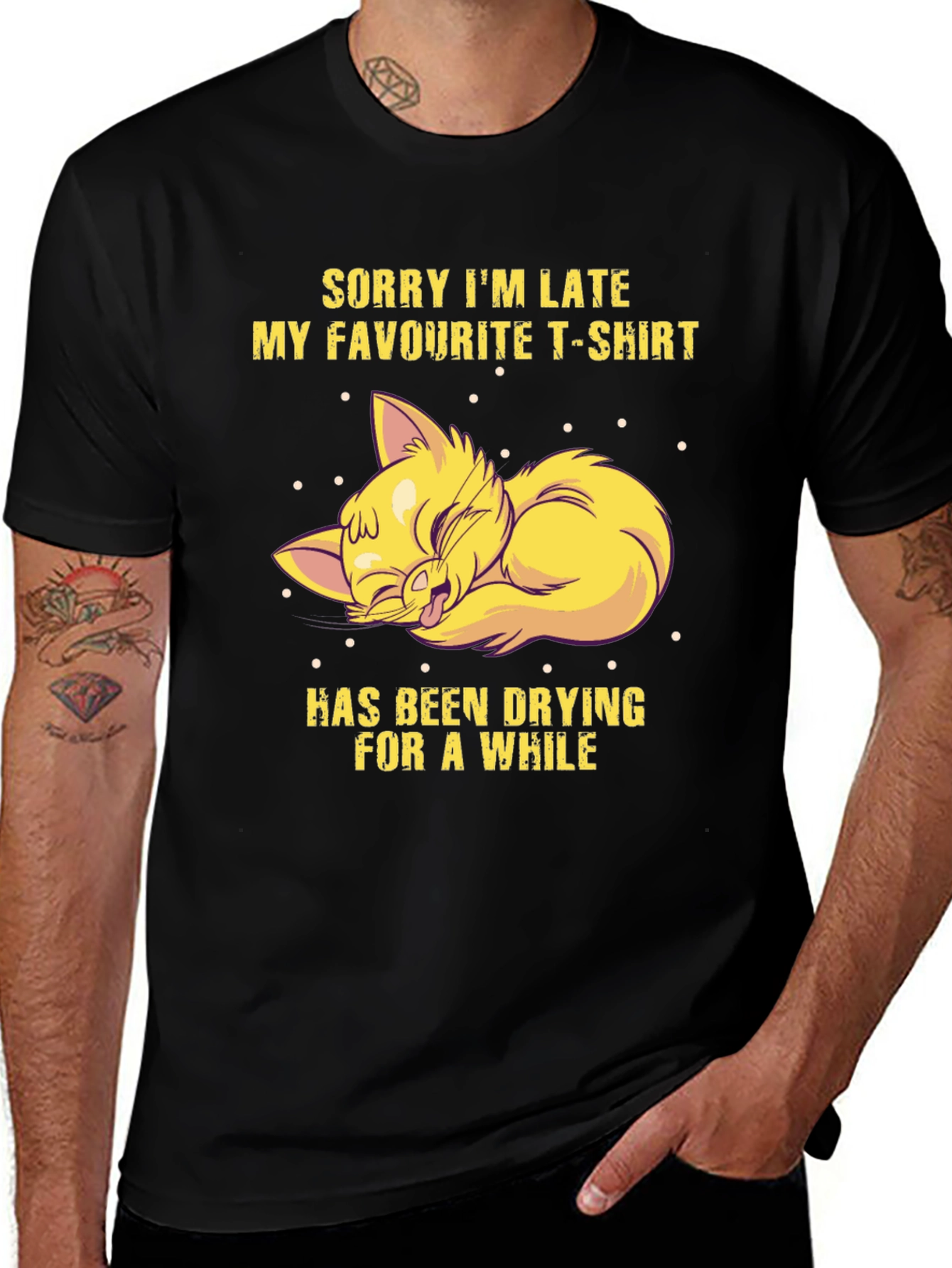 Funny Cat T-Shirt - Sorry Im Late