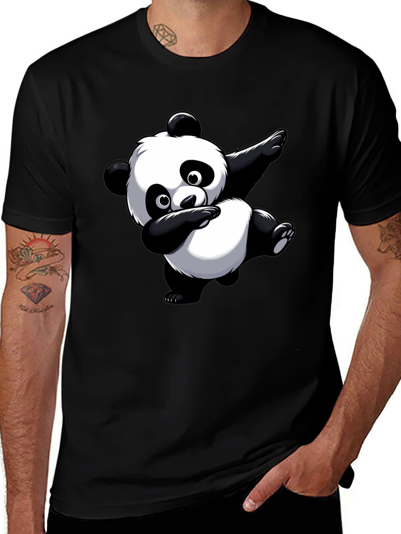 Dabbing Panda Graphic Tee - Black