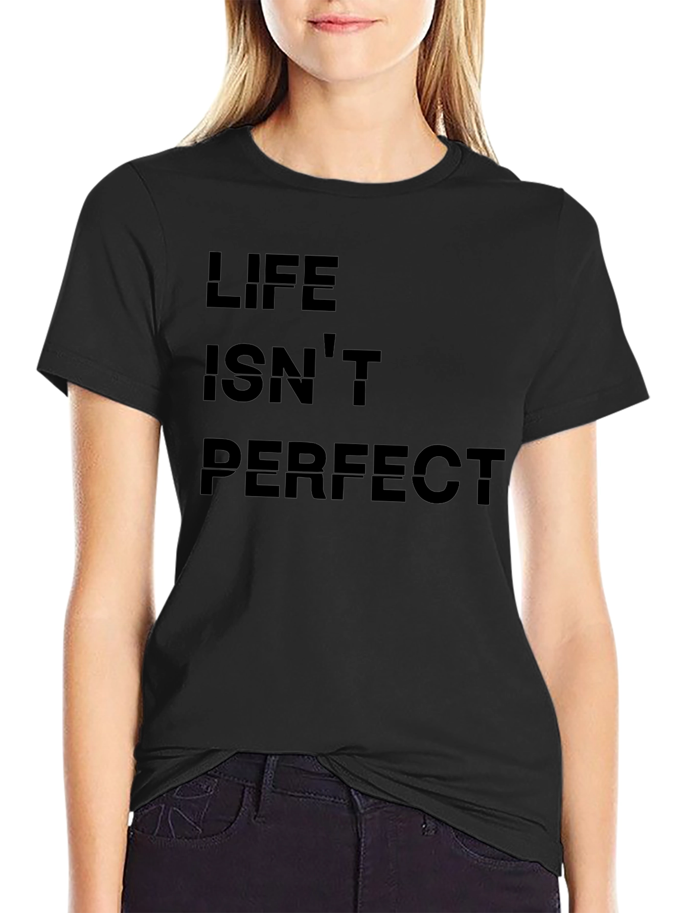 Life Isnt Perfect Black Graphic Tee