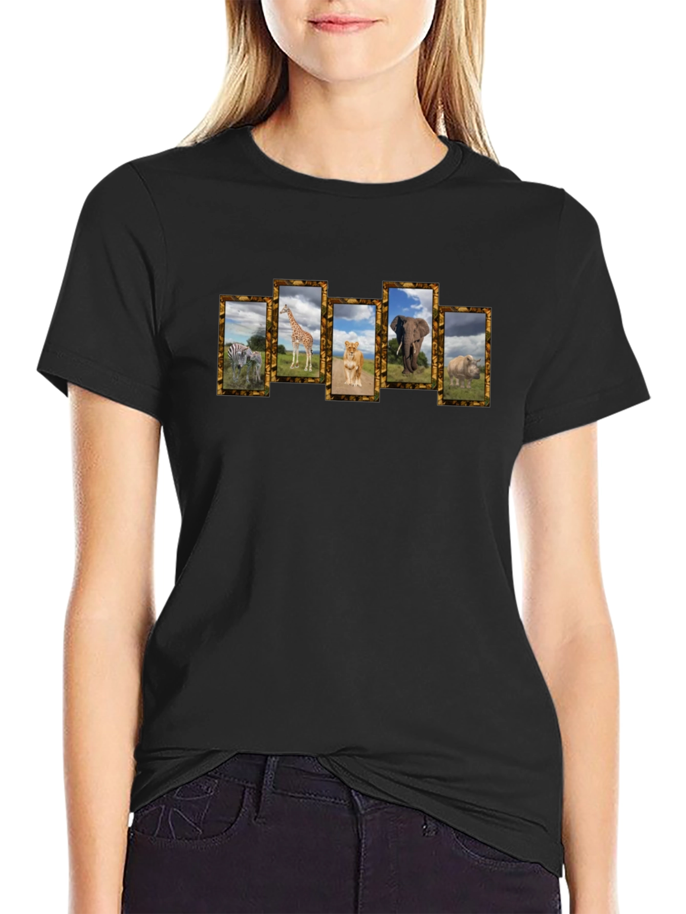 Safari Animal Print Black Graphic Tee