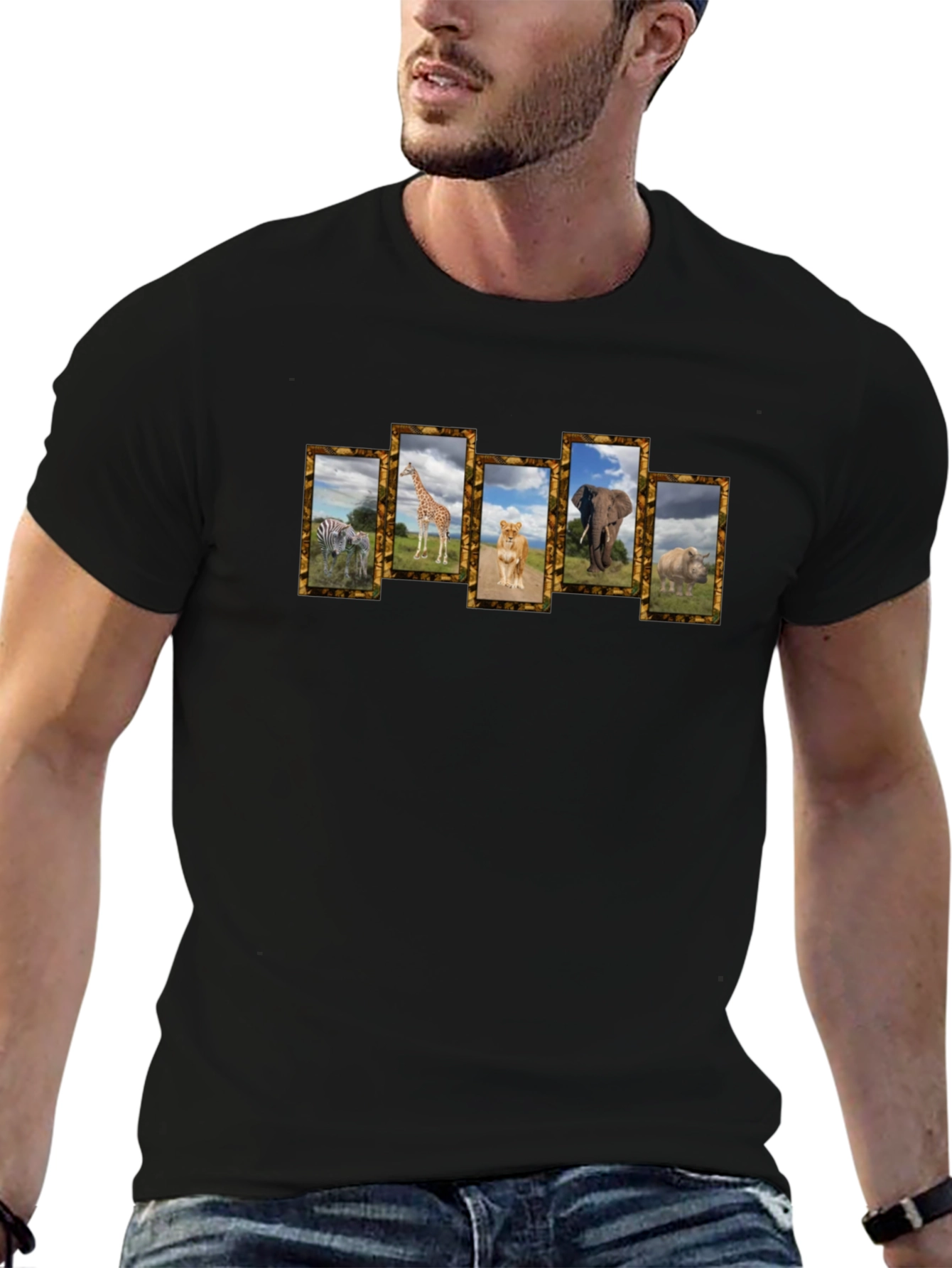 Safari Animal Print Black Graphic Tee