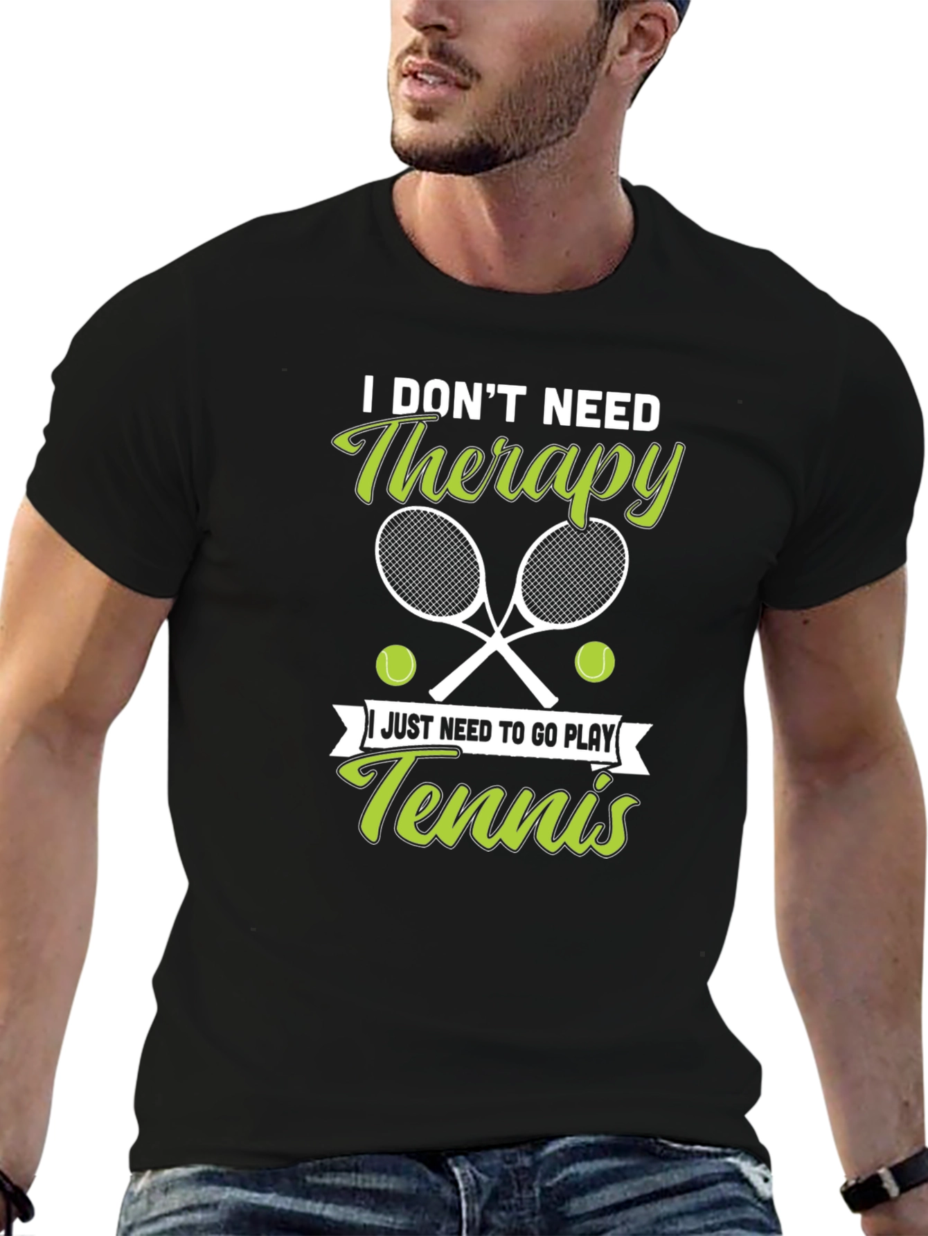 Tennis Therapy Graphic T-Shirt - Black