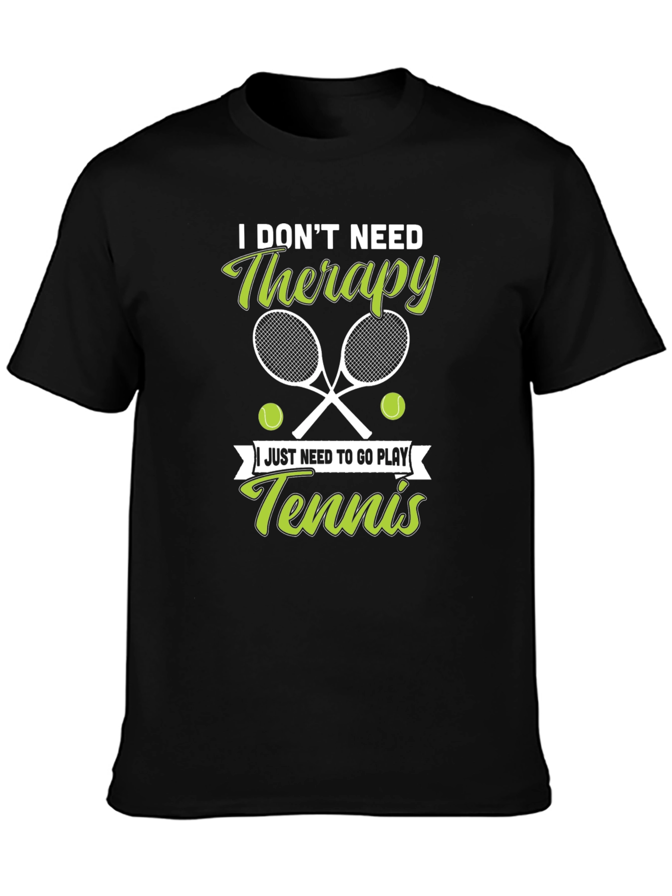 Tennis Therapy Graphic T-Shirt - Black