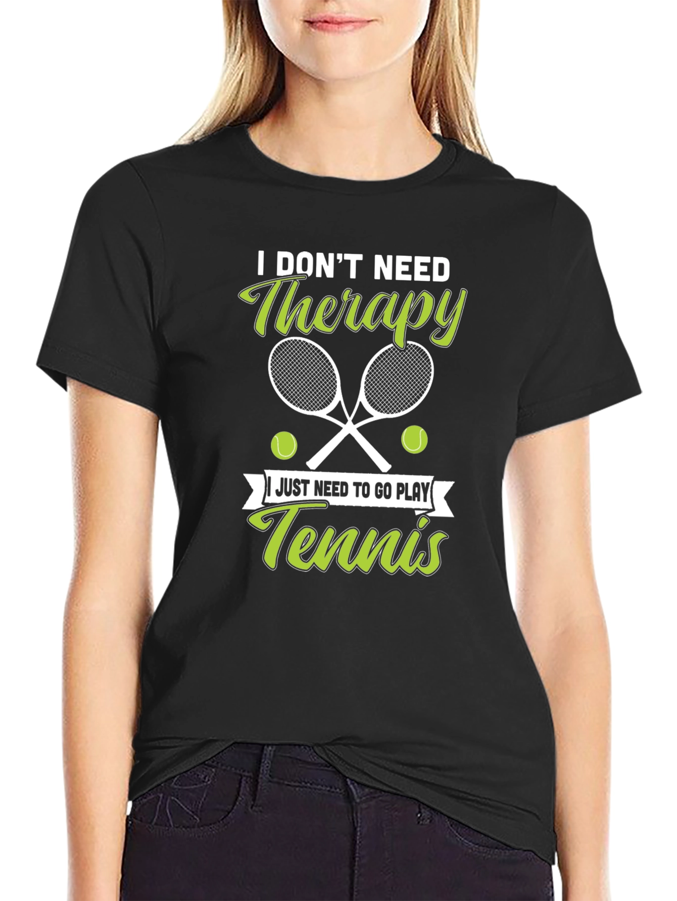 Tennis Therapy Graphic T-Shirt - Black