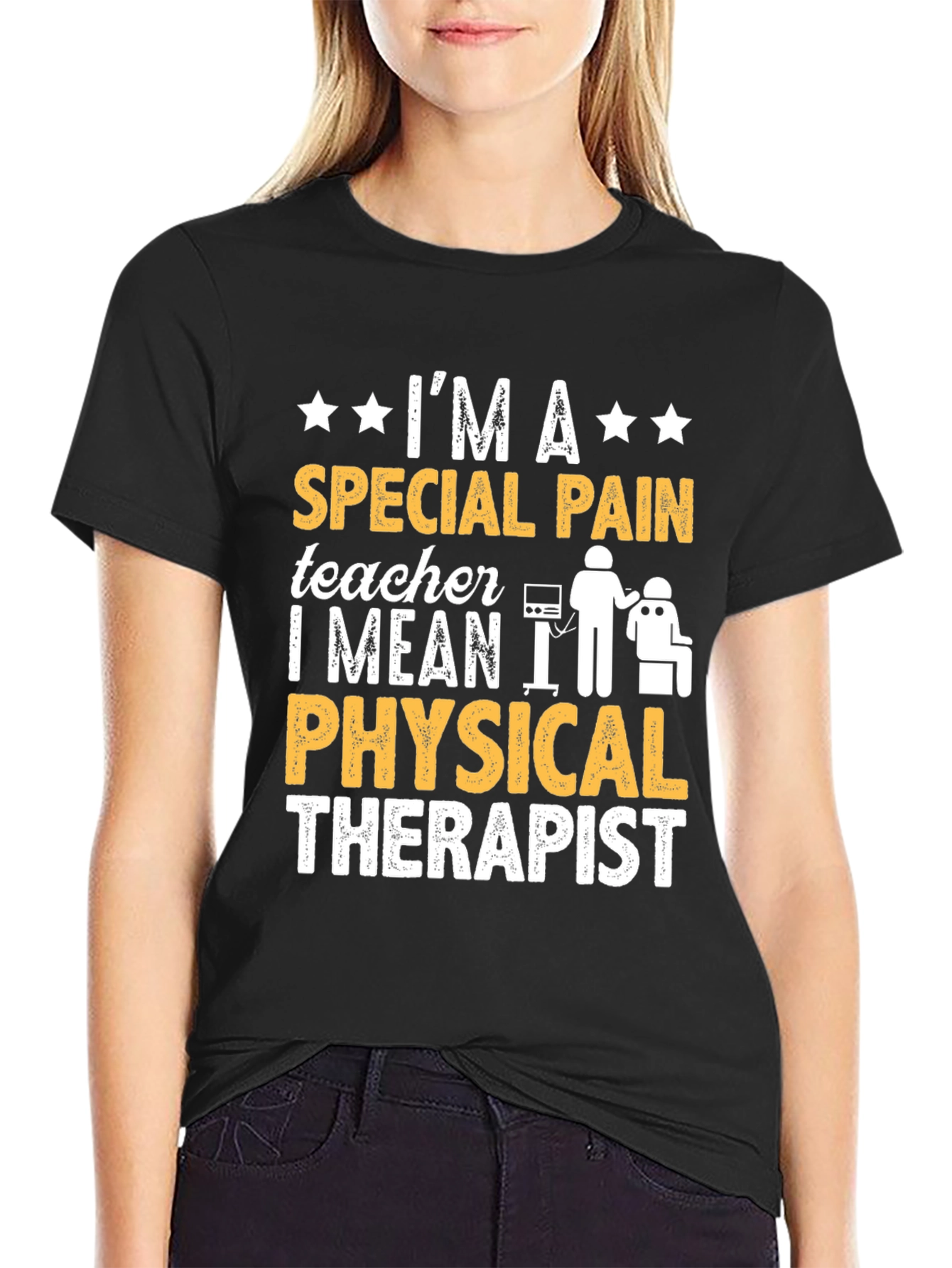 Special Pain Teacher Physical Therapist Black T-Shirt