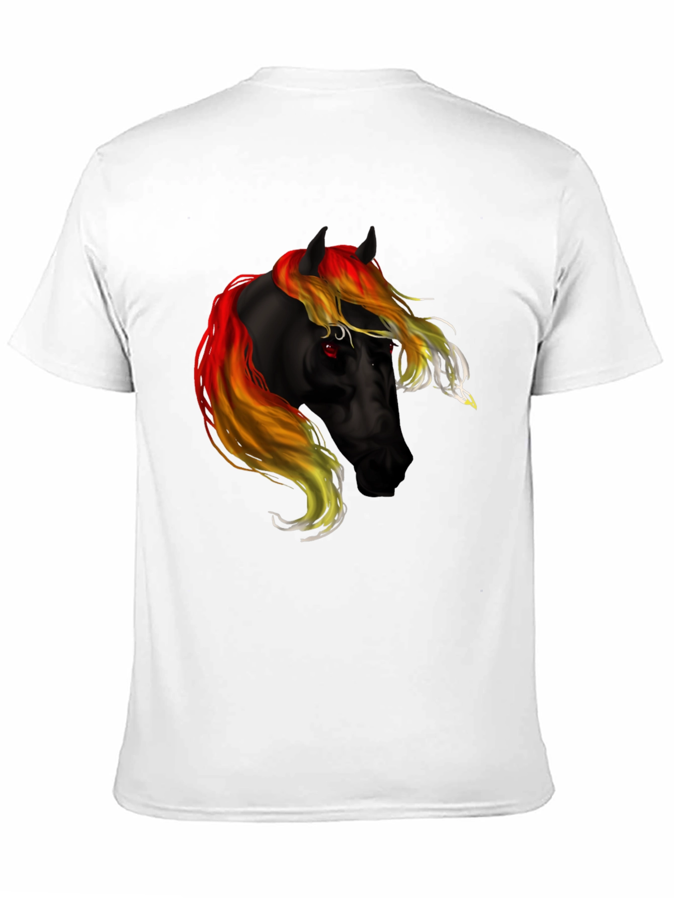 Black T-Shirt with Fiery Horse Graphic