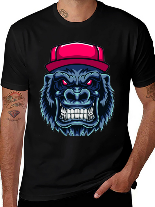 Cool Gorilla Head with Hat Graphic T-Shirt