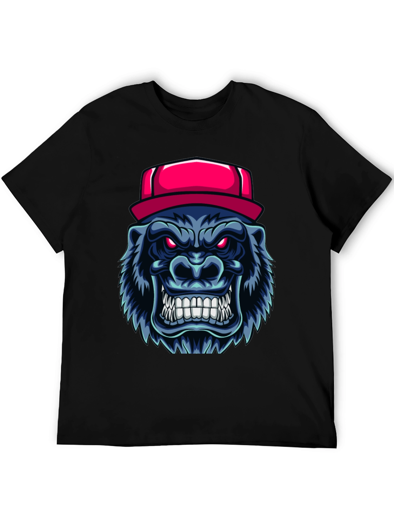 Cool Gorilla Head with Hat Graphic T-Shirt