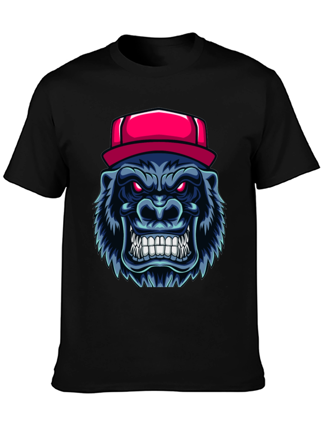 Cool Gorilla Head with Hat Graphic T-Shirt