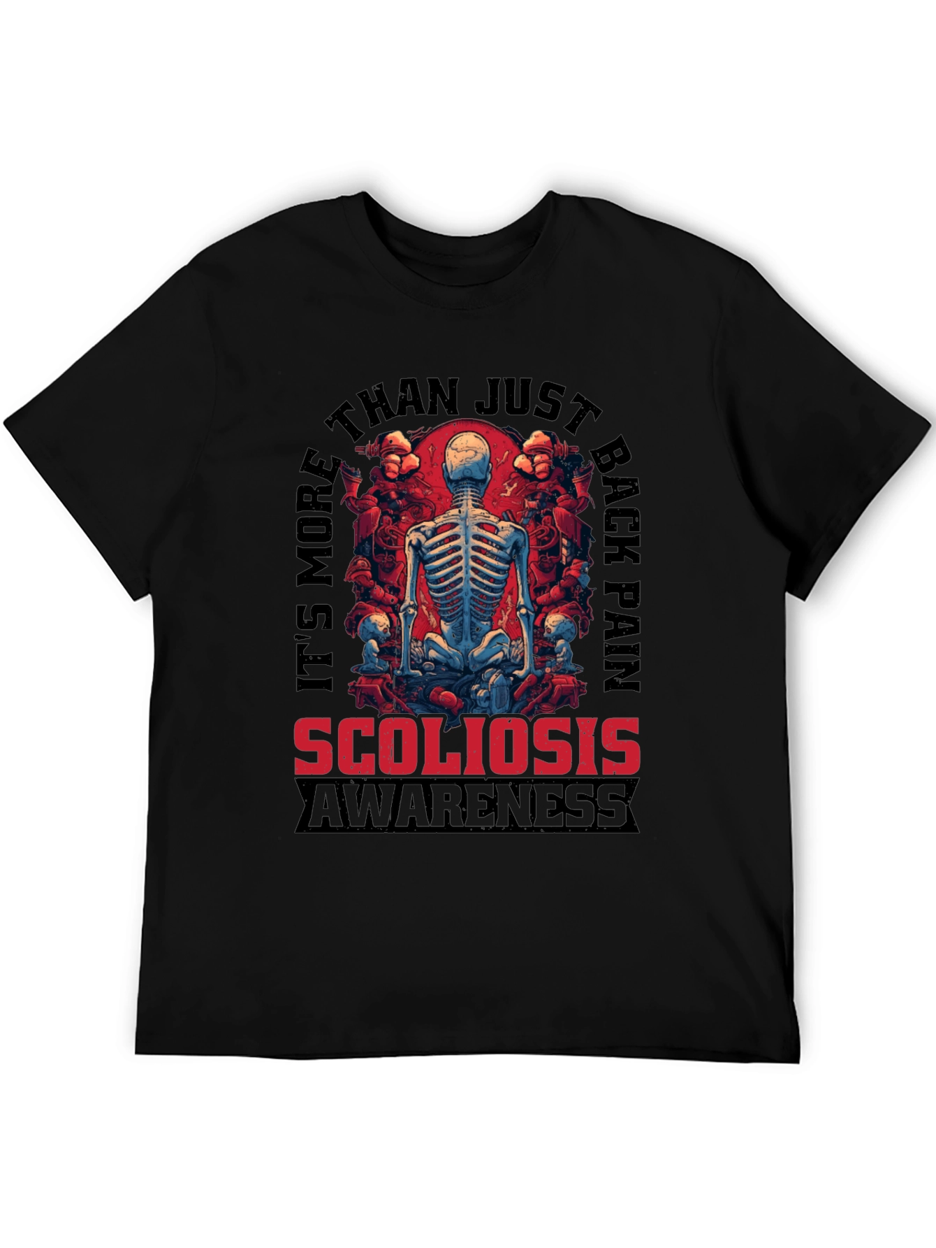 Scoliosis Awareness Skeleton Graphic T-Shirt