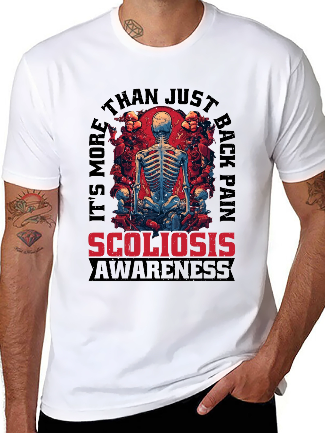 Scoliosis Awareness Skeleton Graphic T-Shirt