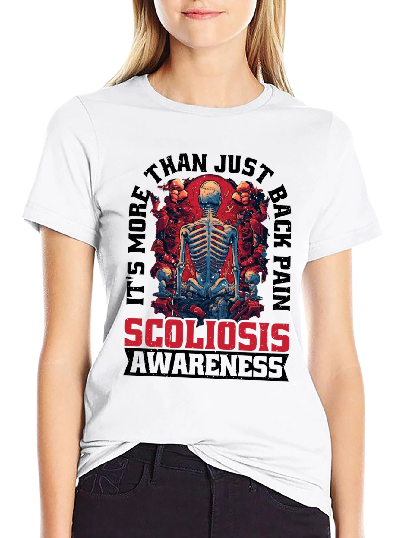 Scoliosis Awareness Skeleton Graphic T-Shirt